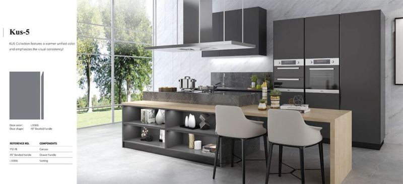 PA High Gloss UV Lacquer Melamine European Style Modern Melamine Finish Design Freestanding High End Kitchen Cabinet