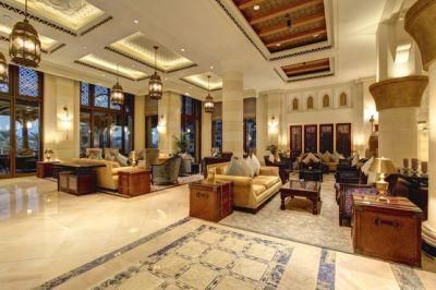 Antique Brown Leather Cabinet with Coffee Table in Hotel Lobby