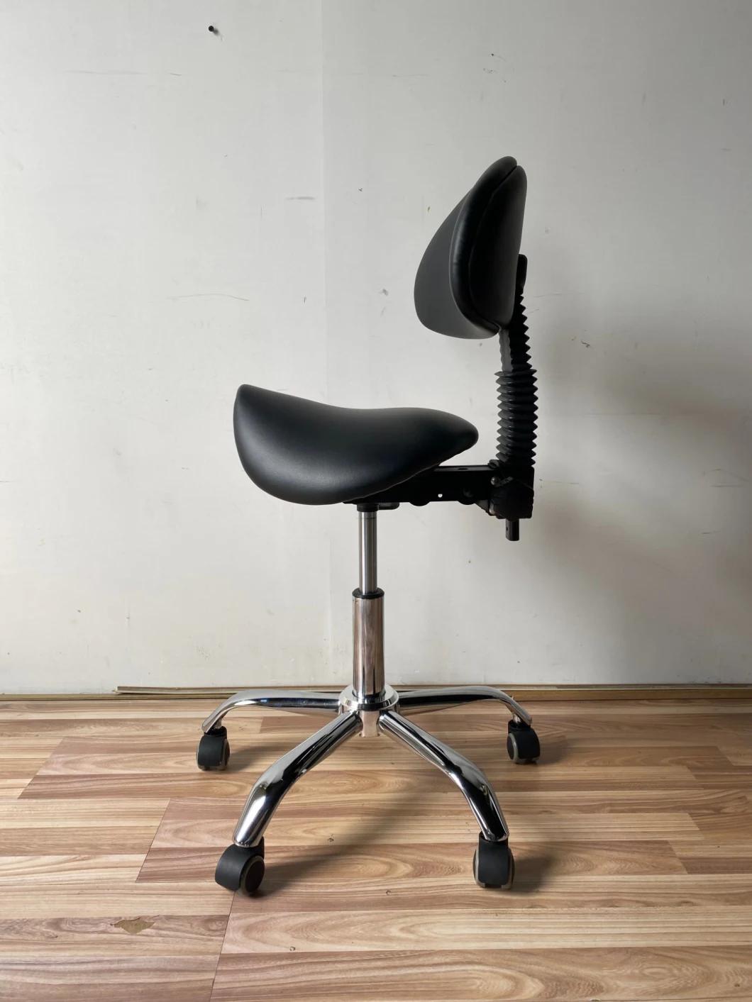 Ergonomic Saddle Seat Medical Dental Chair Stool with Backrest