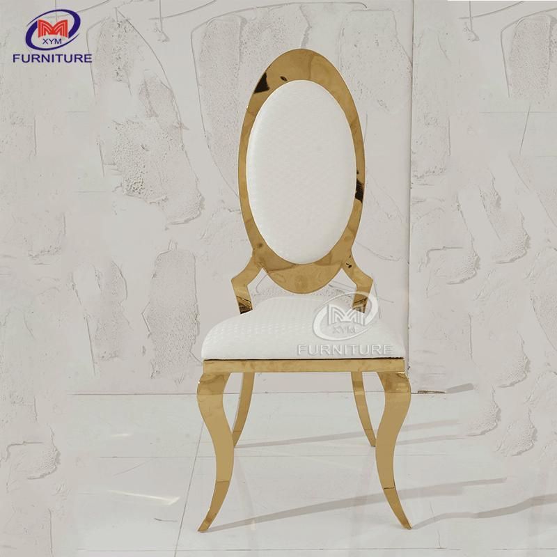 Modern High Back PU Leather Golden Wedding Chair Events Used Stainless Steel Chair