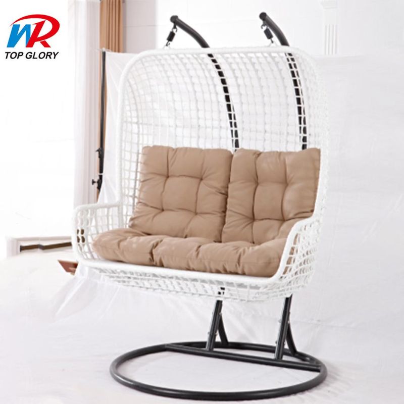 Casual Outdoor Garden Patio Hanging Rattan Wicker Double Swing Chair