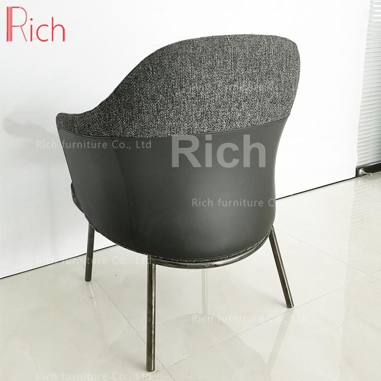 Nordic Modern Stainless Steel Dining Room Chairs Modern Italian Chrome Leg Fabric Leather Dining Chair for Restaurant