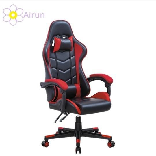 2021 Free Sample Customized White Leather Blue Light Sillas Gamer LED RGB Gaming Chair