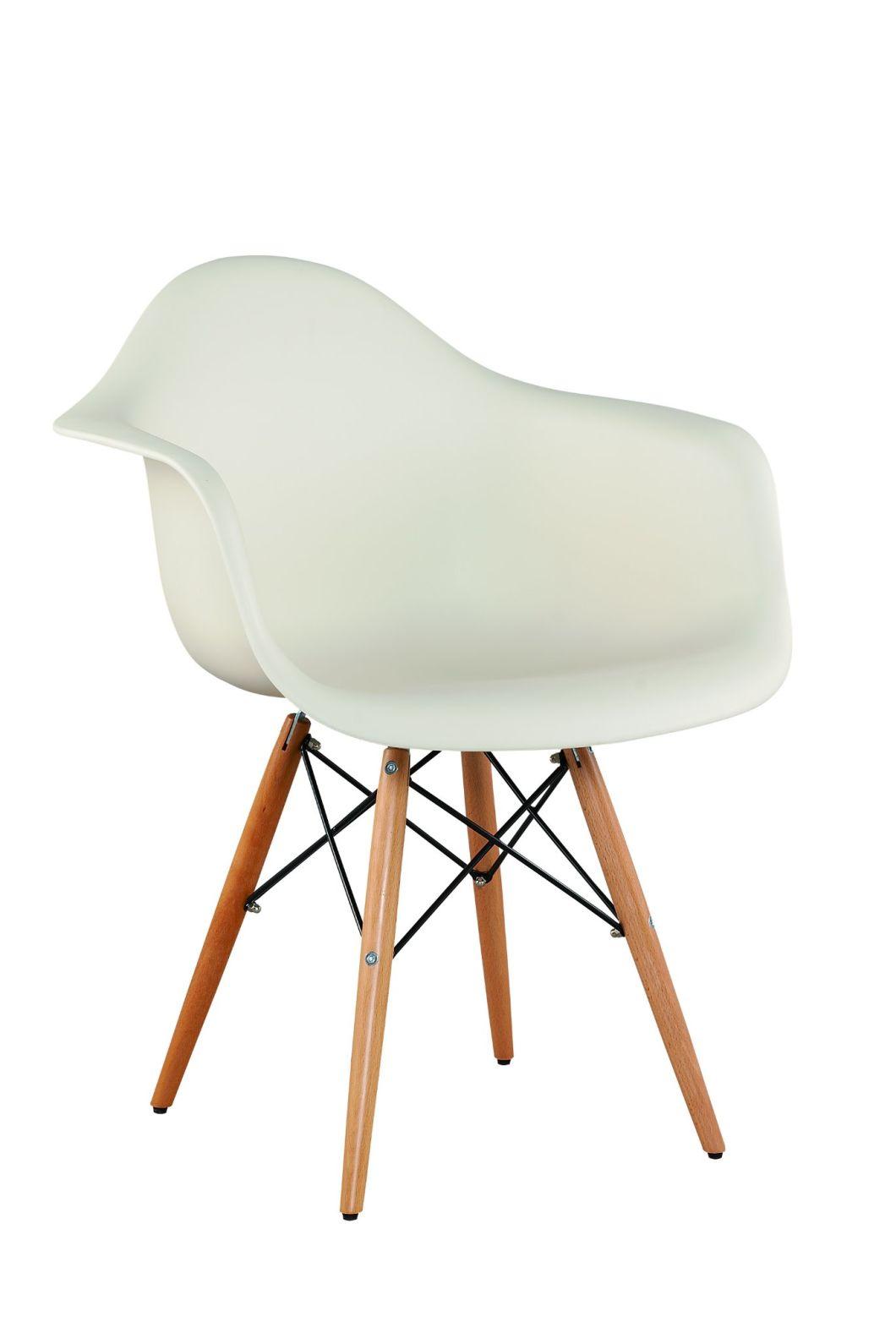 White PP Seat with Wood Legs