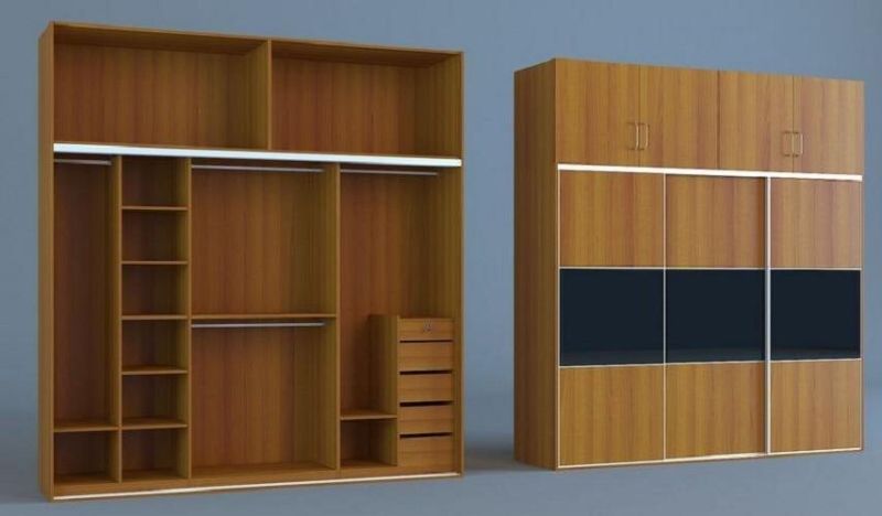 Wholesale Factory Modern Home Bedroom Furniture Wooden Sliding Door Clothes Storage Wardrobe