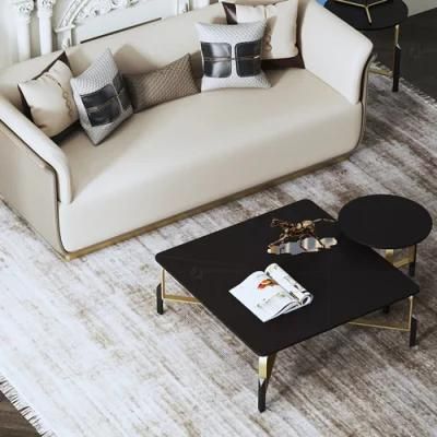 Living Room Furniture Tempered Marble Top Metal Legs Coffee Table Tea Table