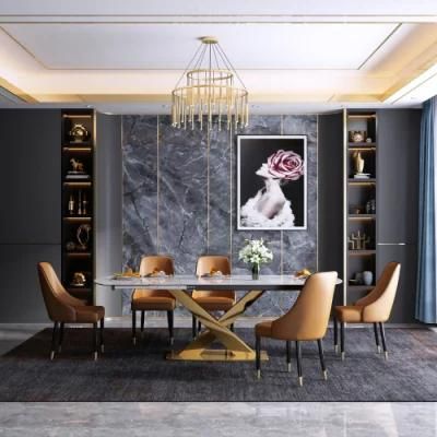 Modern Restaurant Furniture Metal Marble Stone Table Dining Set for Living Room Home Hotel