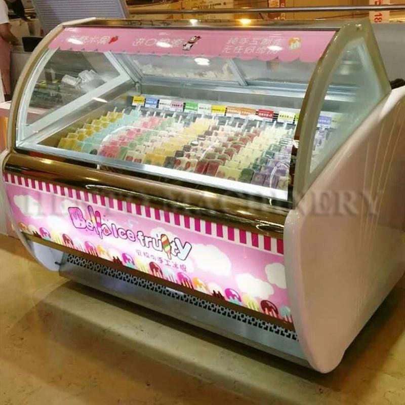 Supermarket Hotel Sliding Door Ice Cream Display Cabinet