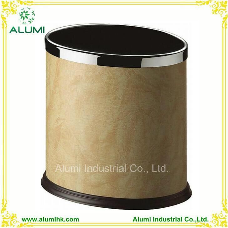 Hotel Guest Room Leather Waste Bin with Double Layer