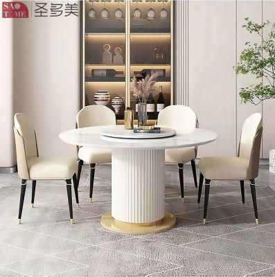 Hot Self Modern Style Hotel Restaurant Home Living Room Furniture PU Leather Slate Dining Table