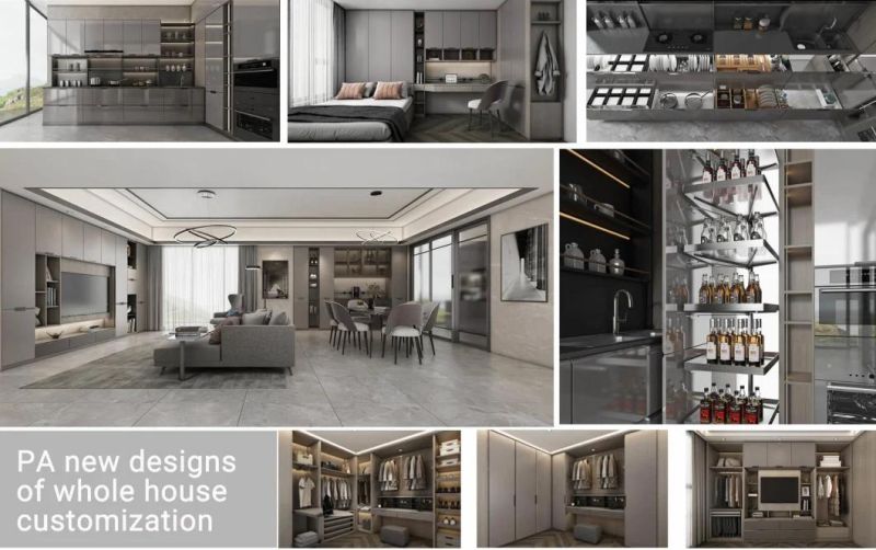 PA Custom Design Luxury Kitchen Island Furniture Membrane Modern Kitchen Cabinets