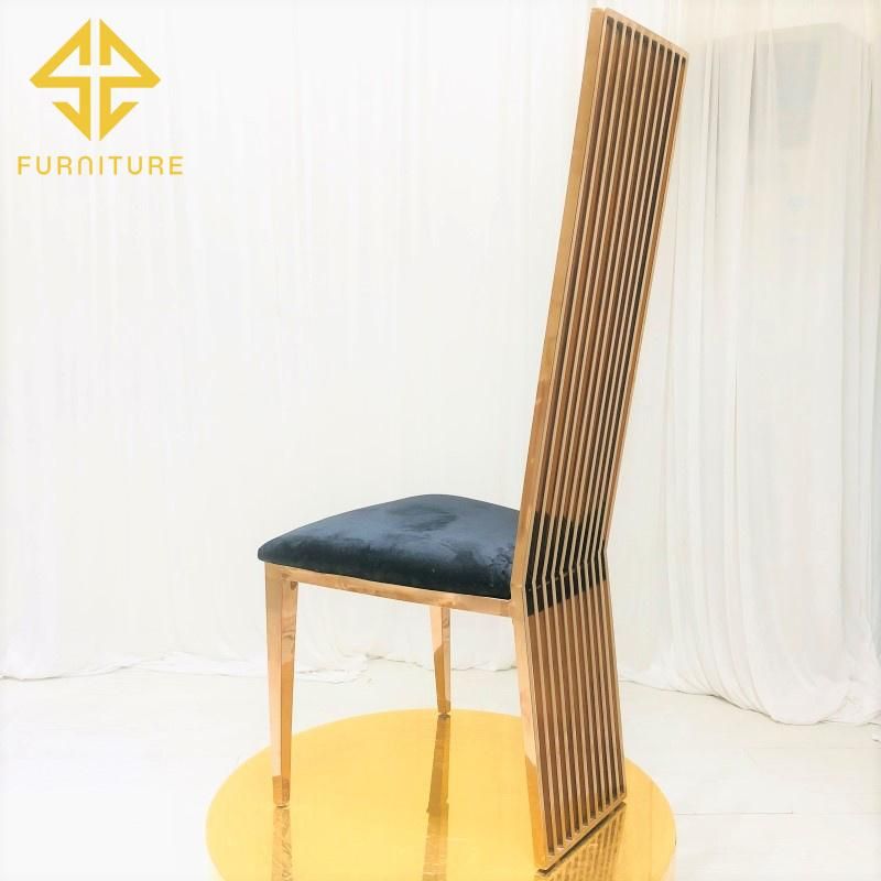 New Model Luxury Stainless Steel High Back Dining Chair with PU Leather Seat