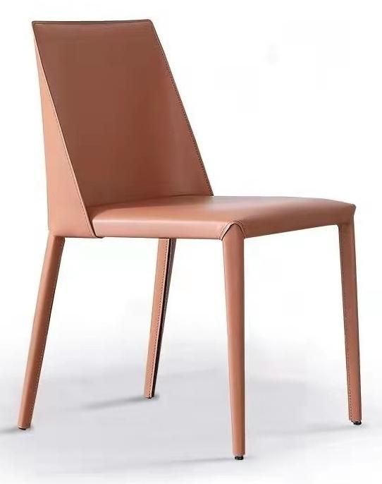 Modern Simple Deisng Saddle Hard Leather Restaurant Cafe Dining Chair