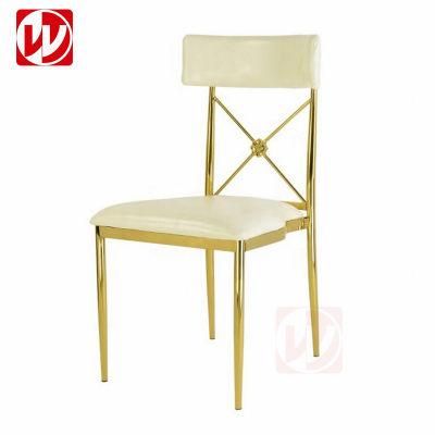 Wholesale White PU Leather New Fashion Design Stacking Hall Hotel Banquet Event Party Stainless Steel Chair