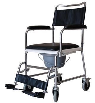 Stainless Steel Commode Chair with Foldable Footrest