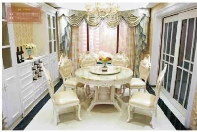 European Dining Room Furniture Marble Wooden Table and Leather Chair
