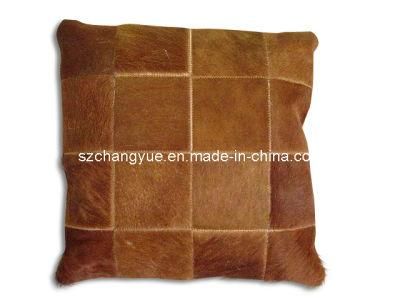 Natural Leather Cowhide Patch Pillow Covers