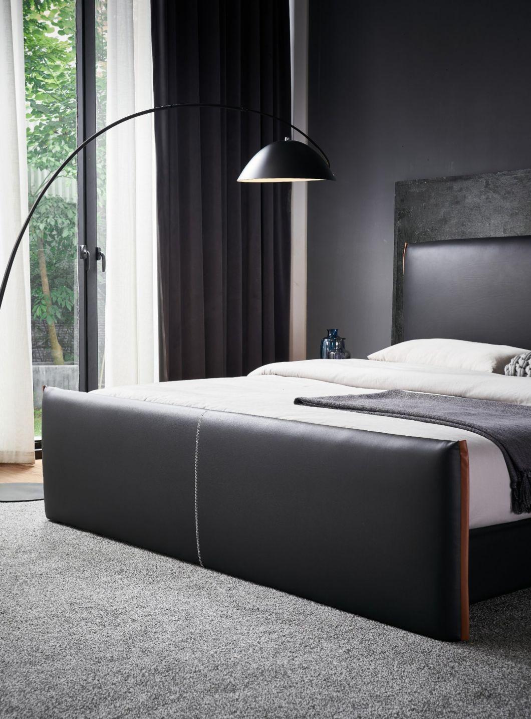 Cool Black Leather Upholstered Bed Sets Wall Bed Double Bed King Size Bed a-GF005