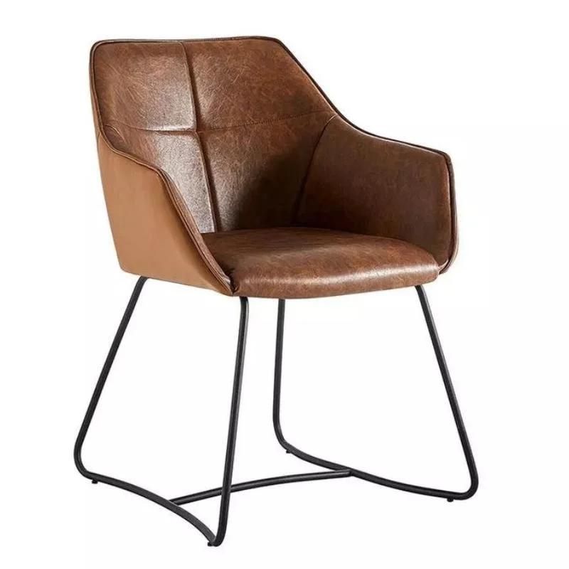 2021 New Round Room Furniture Brown PU Dining Chair