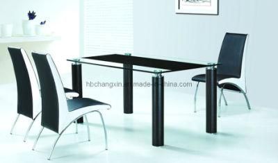 New Design Be Easily Assembled Dining Glass Table and Chair