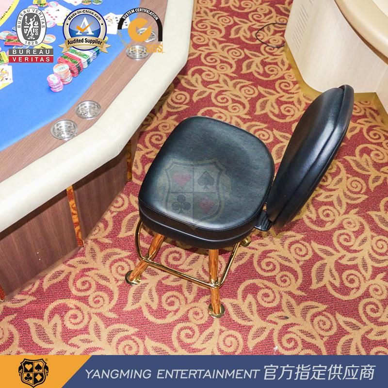 Black Simulation Leather Titanium Golden Yellow Stainless Steel High-Foot Revolving Poker Table Player Chair Ym-Dk04