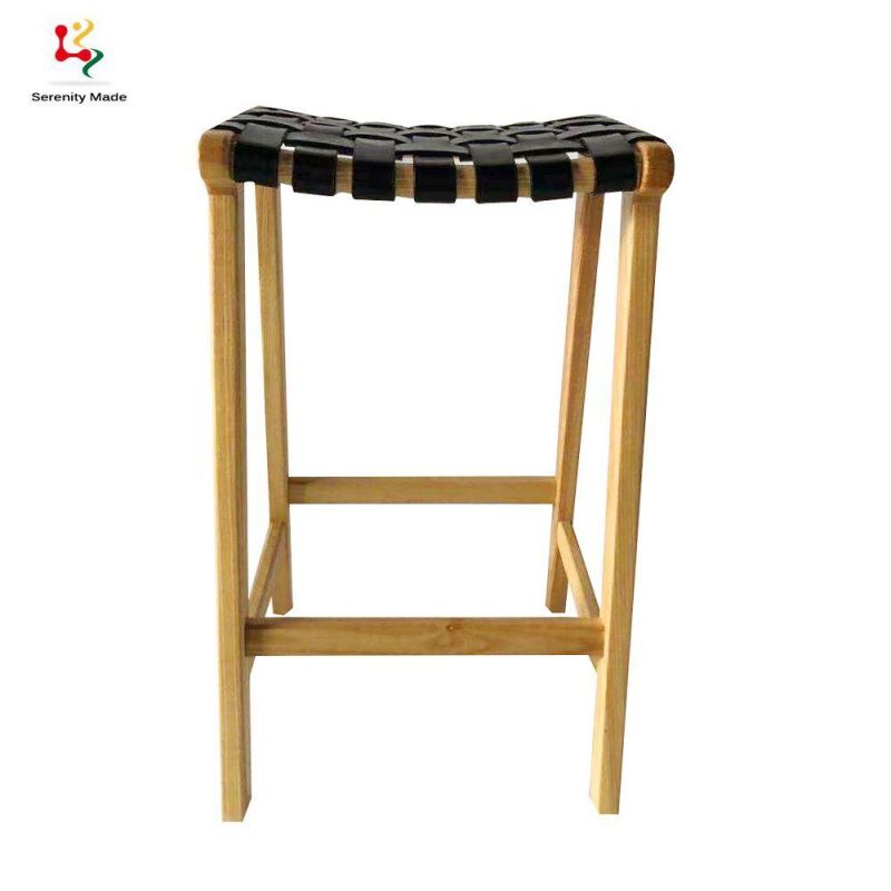 Mini Bar Furniture Kitchen Leather Counter Wooden Bar Stool Without Back