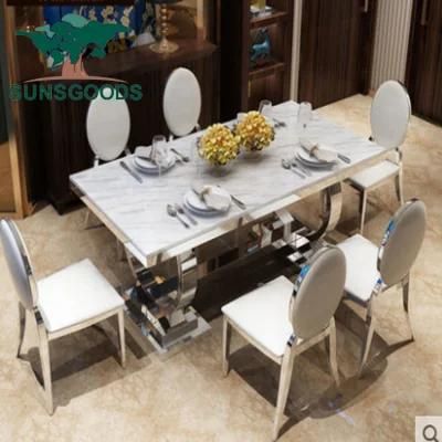 China Hot Sale Marble Top Simple Dining Furniture Tables Sets