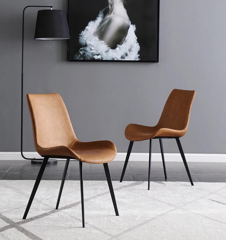 Nordic Leisure Restaurant Dining Chair with Matte Black Finish Metal Leg