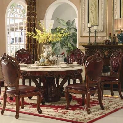 Classic Rotary Marble Table with Sideboard for Dining Room Furniture