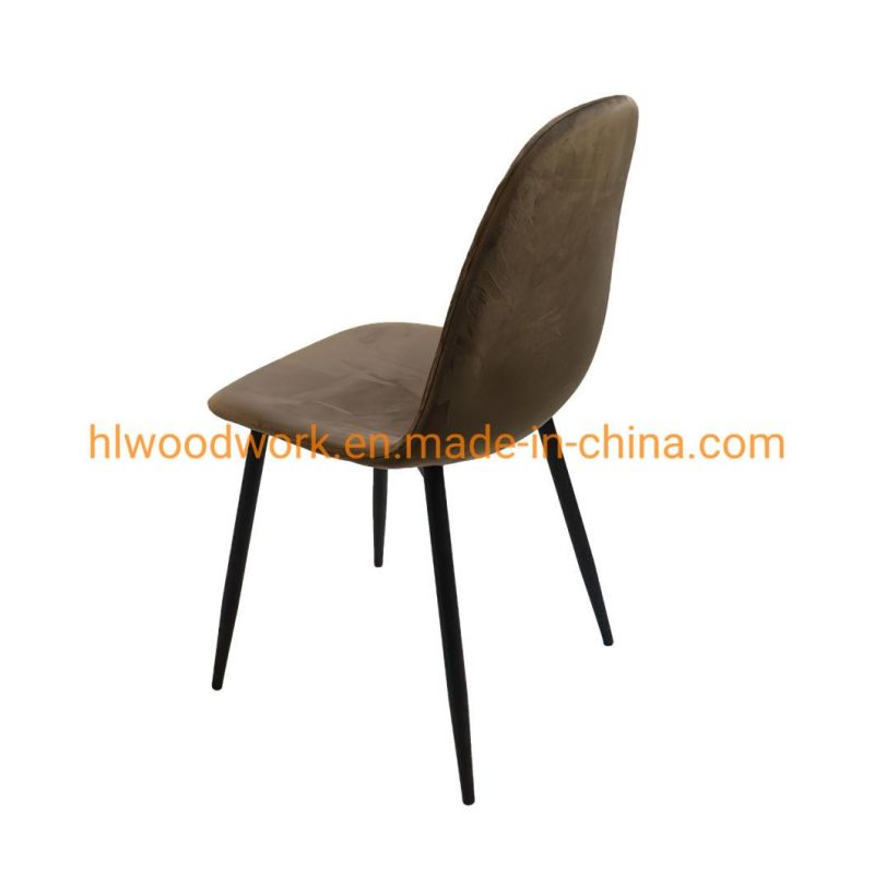 Hot Selling Italian Restaurant Vevelt Leather Luxury Modern Silla Comedor Cafe Chair Dining Room Set Dining Chair New Brown Velvet Metal Leg Dining Chairs
