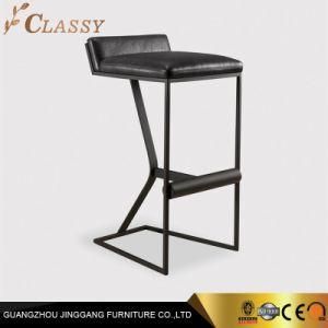 Modern Low Back Black PU Leather Bar Stool Bar Chair with Metal Frame