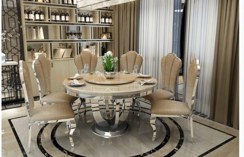 Nordic Marble Wedding Silver Combination Dining Table and Chair Wing Back Home Furniture Outdoor Restaurant Banquet King Throne Chair