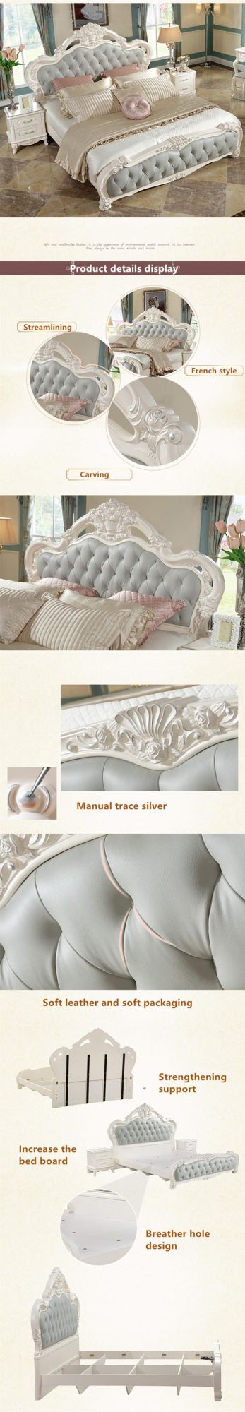 Carved Wedding #Bed 1.8m Board Furniture 0181-5