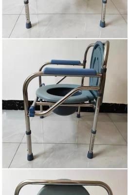Lightweight Steel Commode Toilet Chair with Bedpan Cheap Patient Aluminum Toilet Seat Chair