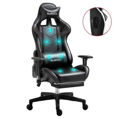 CE Approval Black Massage Racing Silla Audio Gamer Chair PU Leather Computer Gaming Chair with Footrest