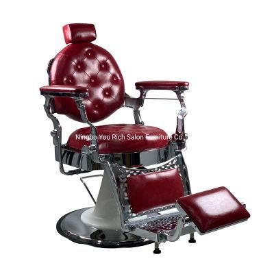 Sliver and Red Salon Barber Chair Heavy Duty Chair for Hair Salon for Haircut