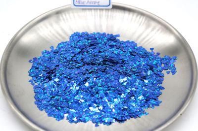 Artistic Decorated Holographic Laser Blue Heart Shape Loose Pet Glitter Powder for Face Body Makeup