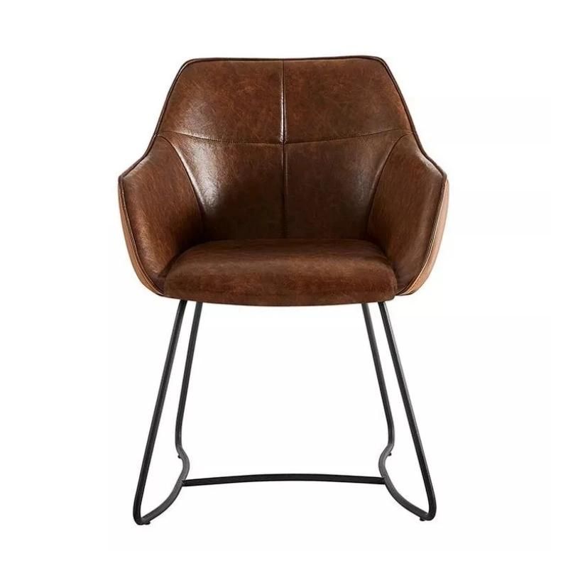 2021 New Round Room Furniture Brown PU Dining Chair