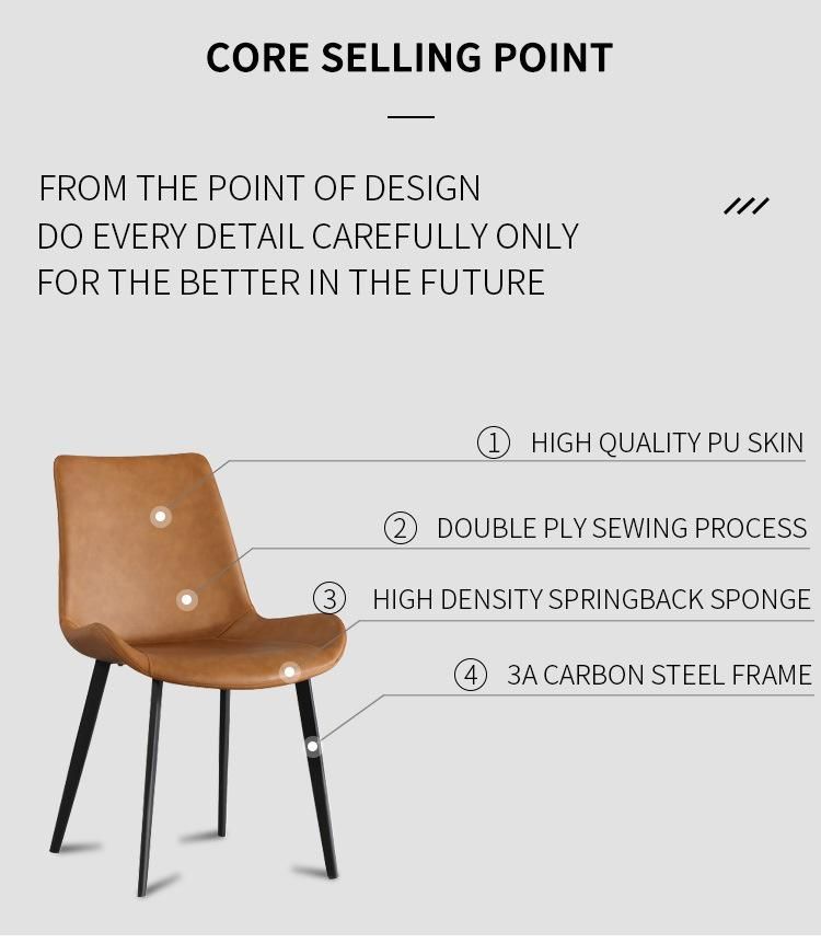 Hot Sale Living Room Modern Dinner Furniture Leather Cushion Metal Dining Chairs