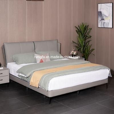 Wholesale Bedroom Hotel Furniture Genuine Leather King Bed
