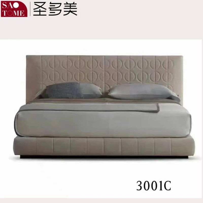 China Factory 2022 New Style Real Leather Bedroom King Bed