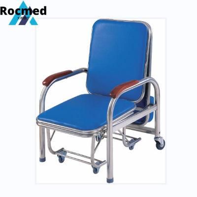 OEM Stainless Steel Attendant Bed Cum Chair with Wheels