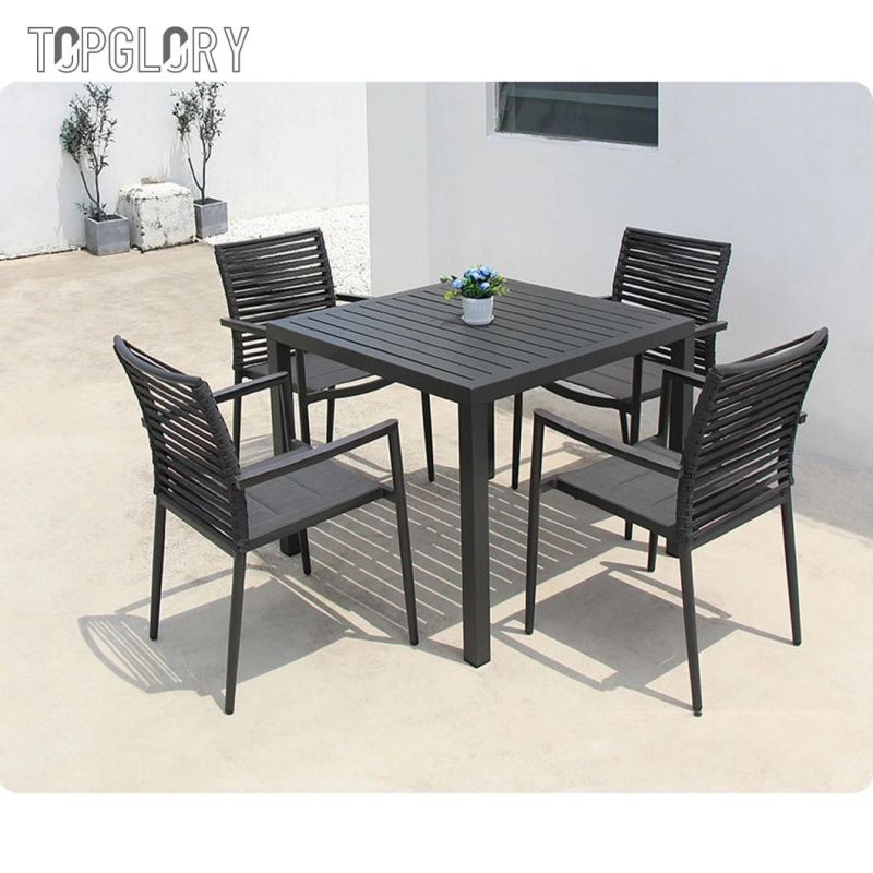 Factory Wholesale Price New Design Home Furniture Outdoor PP Plastic Rattan Olifen Rope Dining Chair and Table