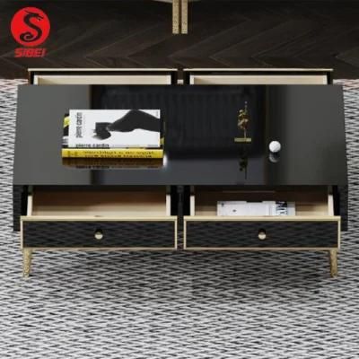 Factory Living Room Furniture Sets Metal Coffee Tables with Drawer Modern Luxury Glass Coffee Table