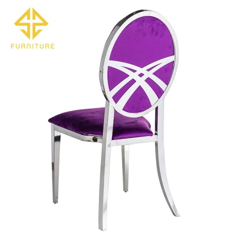 Sawa Modern Luxury Stainless Steel Purple Velvet Wedding Chair for Hotel Event Furniture