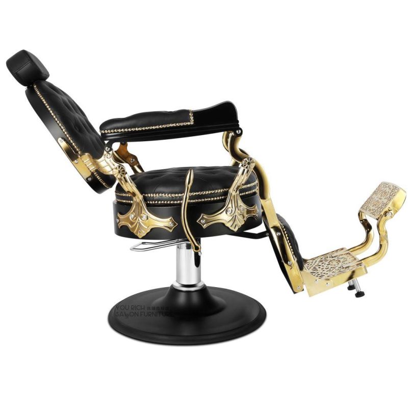 Gold Barber Chair Big Pump Heavy Duty Hair Salon Chair Hairdressing Furniture