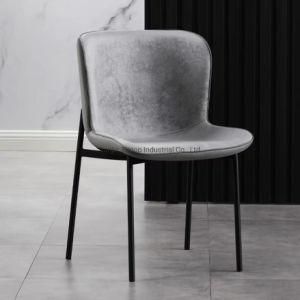 Design Contemporary Elegant European Modern Cheap Luxury Nordic Leather Metal Leg Dining Chairs