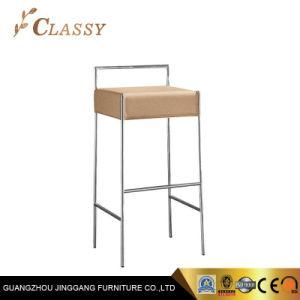 Metal Frame Bar Chair Stools in Stainless Steel Legs and Real Leather Upholstery