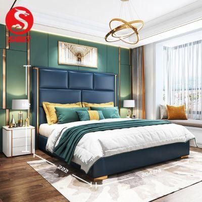 Luxury Modern Nordic Tufted Platform Bed Frame Solid Wooden Super King Size