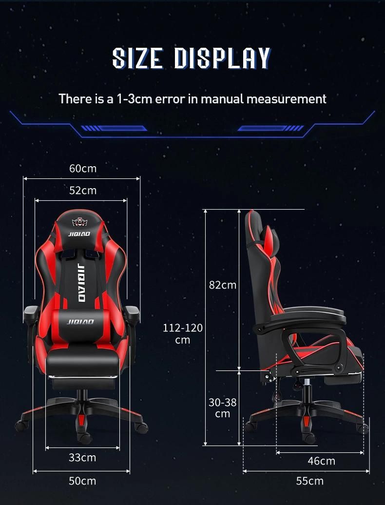 High Quality Executive Swivel Reclining Gamer Office LED Light Computer PU Leather RGB Gaming Chair with Footrest and Massage